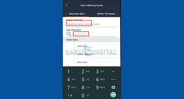 3 Masukan Nomor Rekening dan Nama Bank