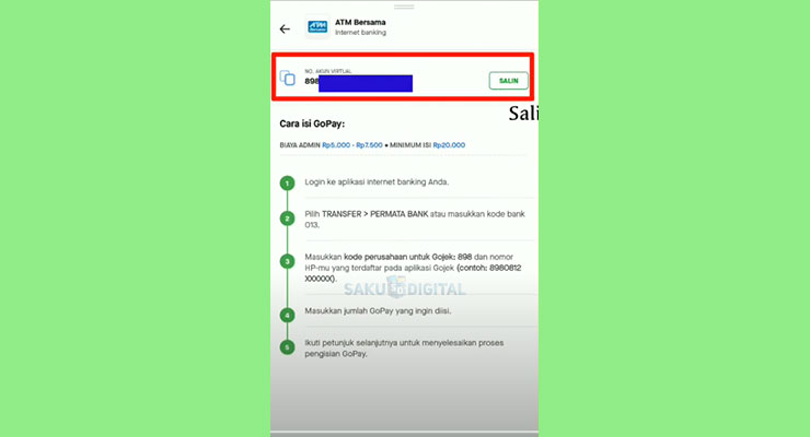 6 Salin Kode Virtual Account