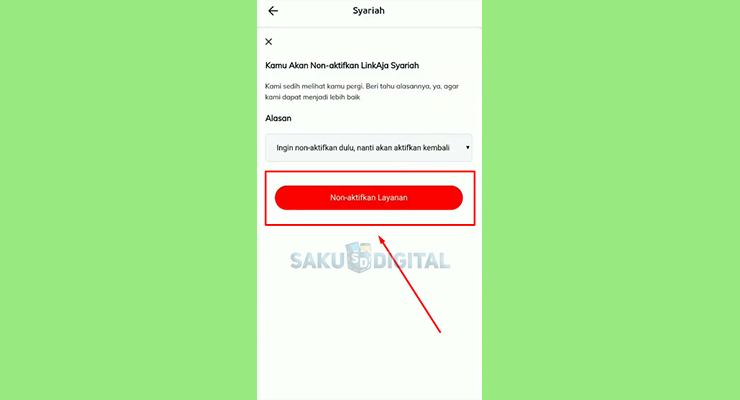 8 Klik Nonaktifkan LinkAja Syariah