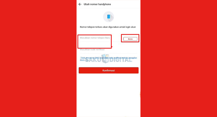 9 Masukan Nomor HP Baru