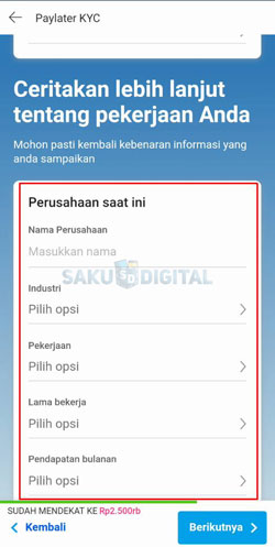 9 Isi Informasi Data Pekerjaan