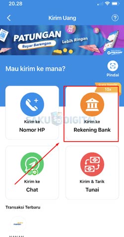 3 Pilih Kirim Ke Rekening Bank