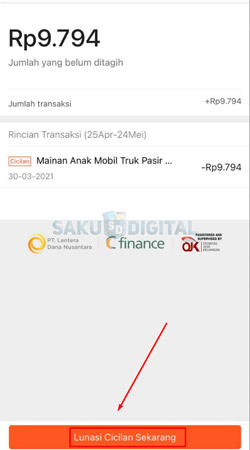 6 Klik Lunasi Sekarang