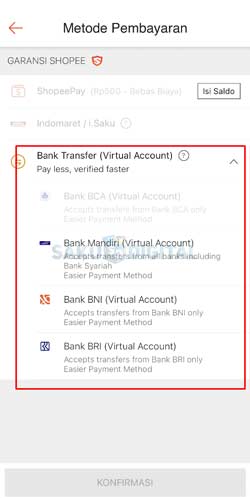 6 Pilih Metode Pembayaran Transfer Bank