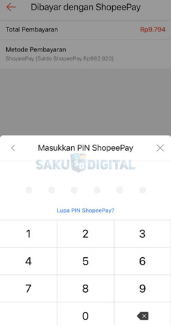 8 Masukkan PIN ShopeePay