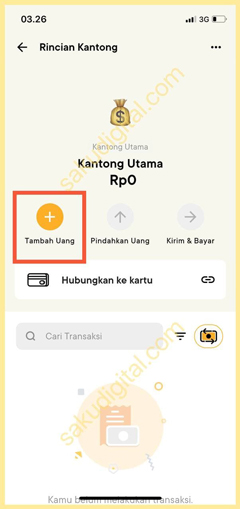 Pilih Menu Tambah Uang