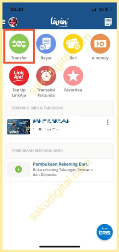 Pilih Menu Transfer