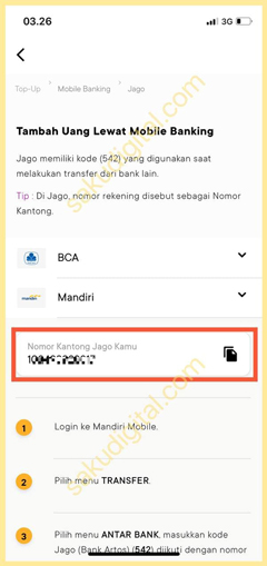 Salin Nomor Kantong Jago