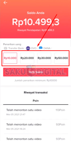 4 Cara Tarik Saldo TikTok Lite Ke OVO Buka Aplikasi TikTok Lite Pilih Nominal Penarikan