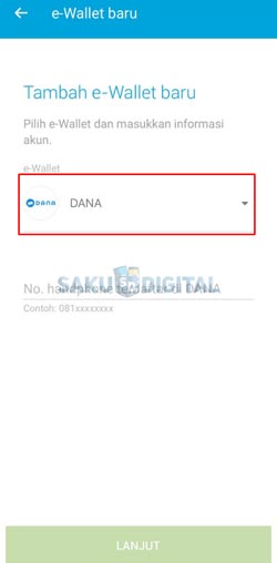 6 Pilih e Wallet Dana