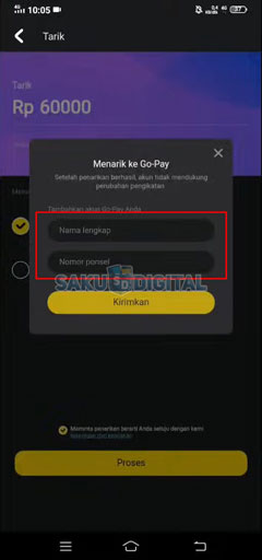 Masukkan Nama Nomor HP Aplikasi Gopay