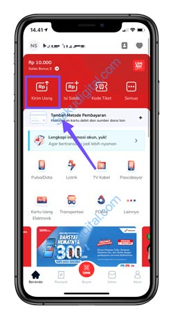 2 Pilih Menu Kirim Uang