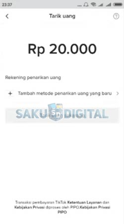 6 Klik Tambah Metode Penarikan 1