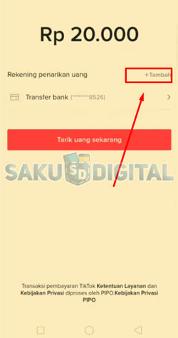 6 Klik Tambah Metode Penarikan