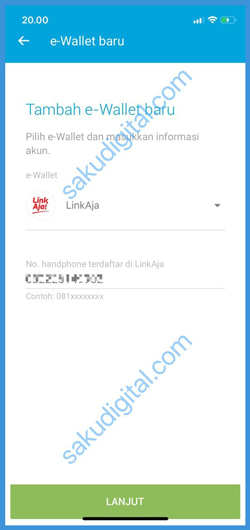 Masukkan E Wallet Nomor HP Terdaftar