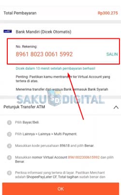 8 Salin Nomor Virtual Account