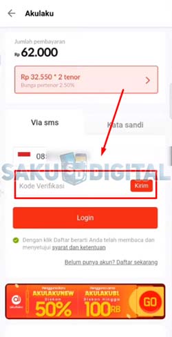 9 Masukan Kode Verifikasi Akulaku