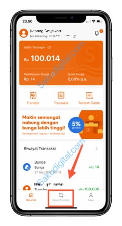 2 Pilih Menu BayarTransfer