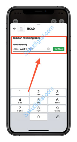 6 Input Nomor Rekening