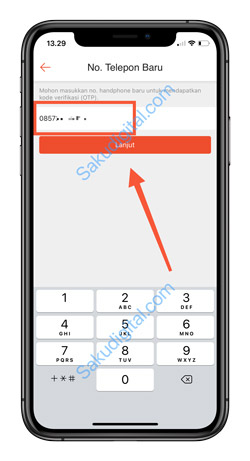 7 Masukkan Nomor HP baru