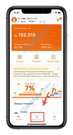 2 Pilih Menu BayarTransfer