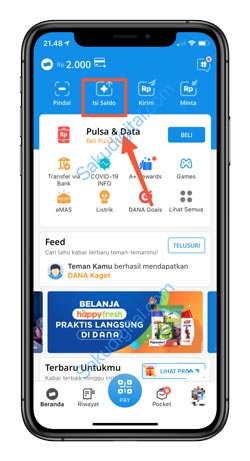 2 Pilih Menu Isi Saldo