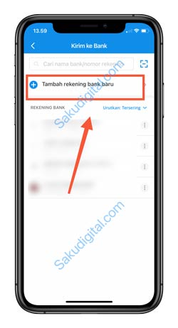 3 Tap Tambah Rekening Bank Baru