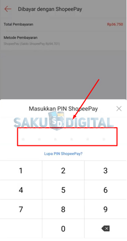 6 Masukkan PIN ShopeePay