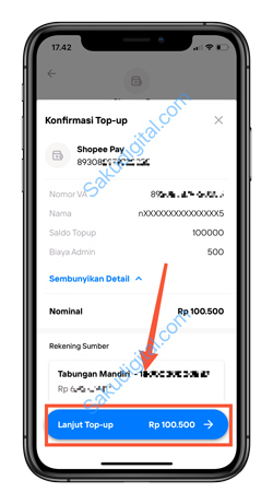 8 Konfirmasi Top Up
