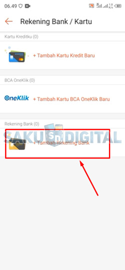 5 Klik Tambah Rekening Bank Baru