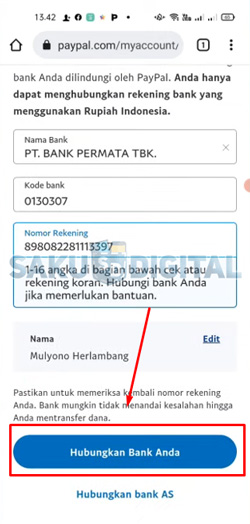 6 Klik Hubungkan Bank