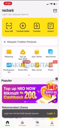 1 Buka Aplikasi NeoBank 1