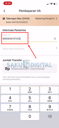 11 Masukkan Nomor VA Gopay