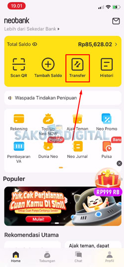 3 Klik Menu Transfer 1