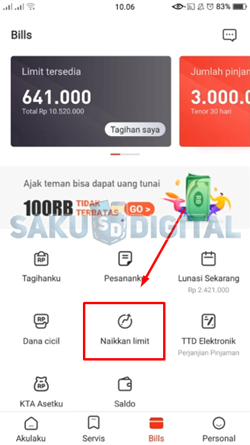 3 Tap Naikkan Limit