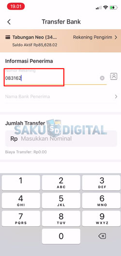 5 Masukkan Nomor Rekening 1
