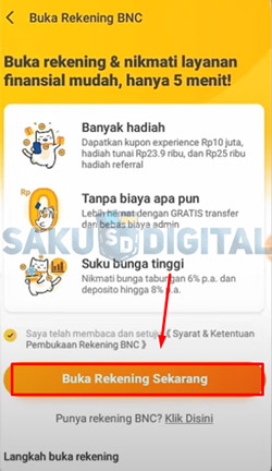 9 klik Buka Rekening Sekarang