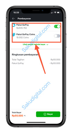 6 Pilih Metode Pembayaran Gopay