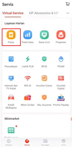 Pilih Menu Pulsa