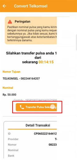 Pilih Transfer Pulsa Sekarang