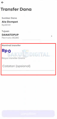 minimal transfer Aladin bank dana