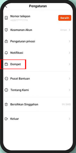 Pilih Menu Dompet