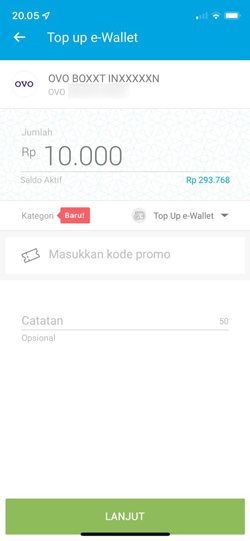 Masukkan Nominal Top Up