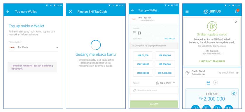 Isi Saldo BNI Tap Cash Lewat Jenius