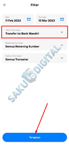 5. Bagian Jenis Transaksi Pilih Transfer