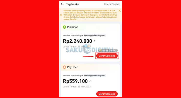 Cari dan Pilih Tagihan Akulaku