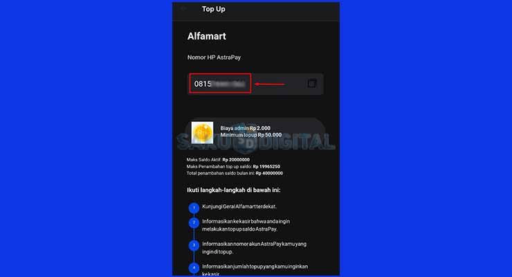 Berikan Nomor Akun AstraPay