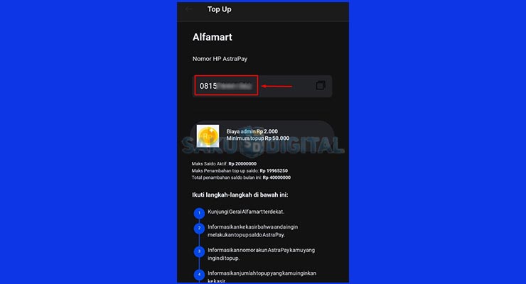 Dapatkan Nomor HP AstraPay
