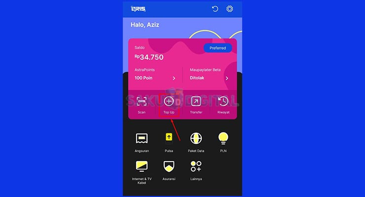 Pilih Menu Top Up AstraPay 1