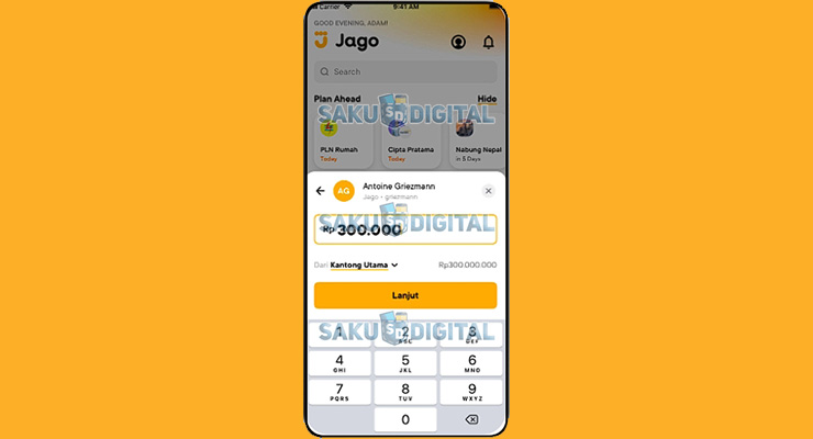 5. Masukan Jumlah Transfer Dari Bank Jago